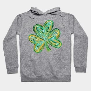 Cute St Patricks Four Leaf Clover Watercolor Hoodie